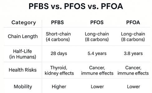pfbs vs pfos vs pfoa pfbs comparison